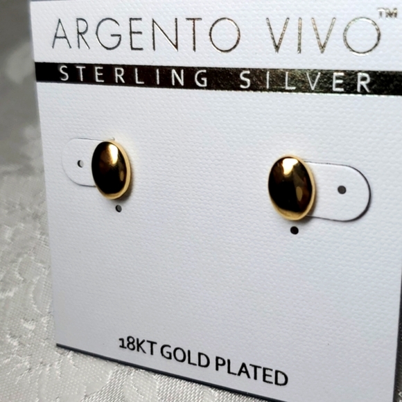 Argento Vivo Jewelry - Argento Vivo 18KGP Sterling Silver Oval Studs